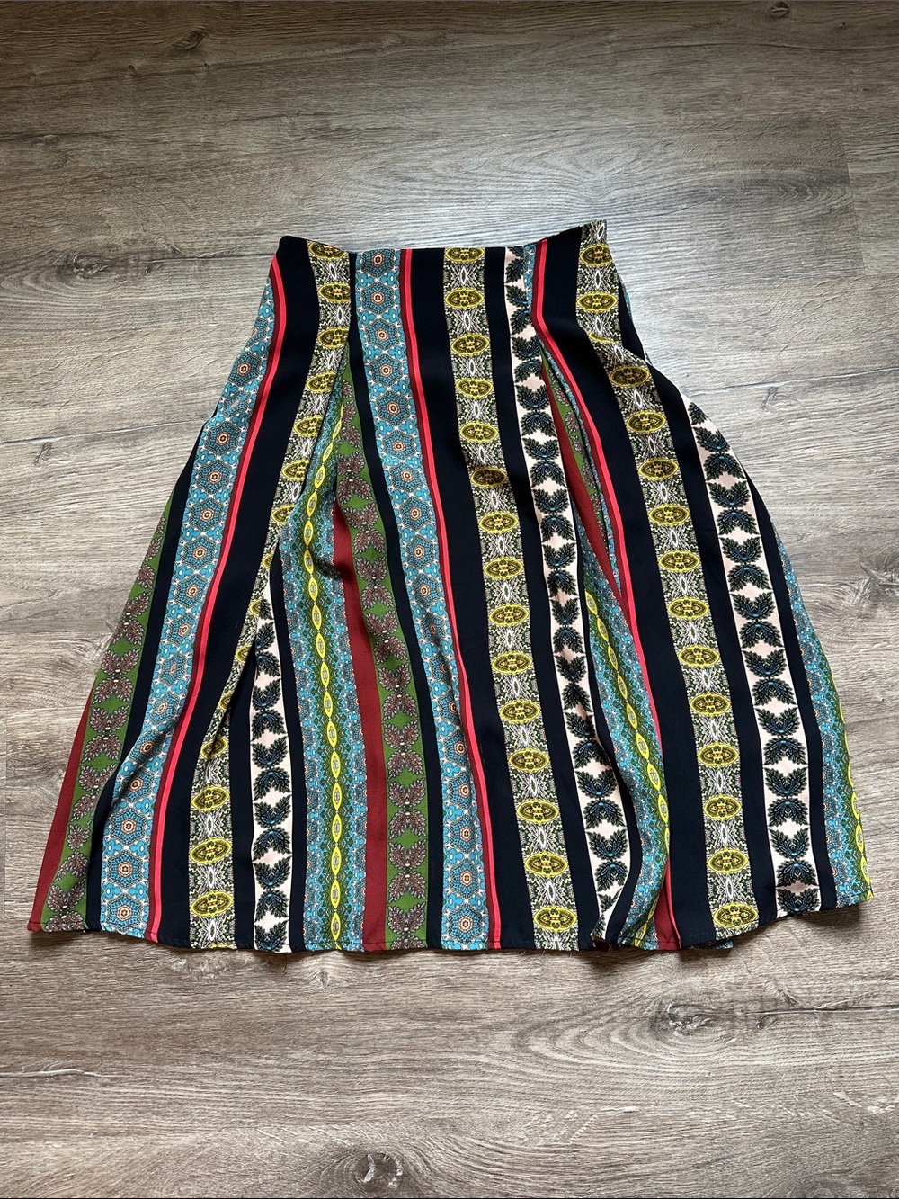 Striped Boho Midi Skirt in Multicolor